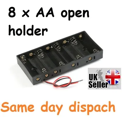 Battery Open Holder 8 X AA WIRE LEAD 8xAA 12V UK • £14.39