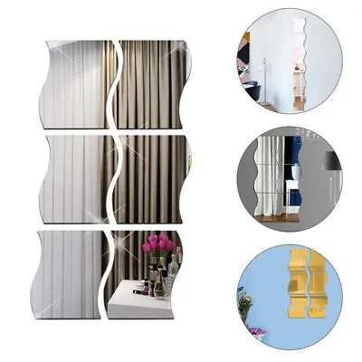 £3.99 • Buy 6Pcs Acrylic Mirror Tiles Wall Stickers Self Adhesive Decor Stick On Art Home UK