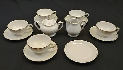 Vienna Woods Fine China Lipper & Mann Tea Set 13 Pieces White W/ Gold Trim 99/2 • $39.97