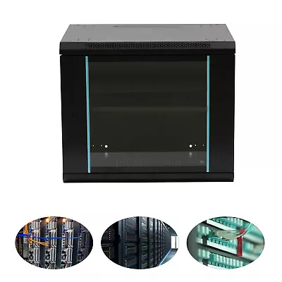 9U Wall-Mounted Network Cabinet Server Case Black Frame 600*450*500mm With Key • £97