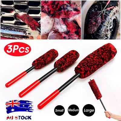 3Pcs/Set Wheel Woolies Super Plush Soft Alloy Wheel Cleaning Brush Kit AU • $13.86