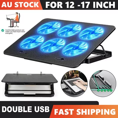 5 Fans LED USB Cooling Pad Adjustable Height Stand Cooler Laptop Notebook 7 -17  • $27.85