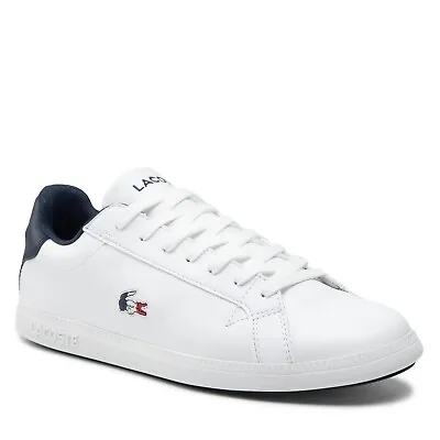 Lacoste Graduate Tricolore Leather  Trainers - White - UK Size 7 • £50