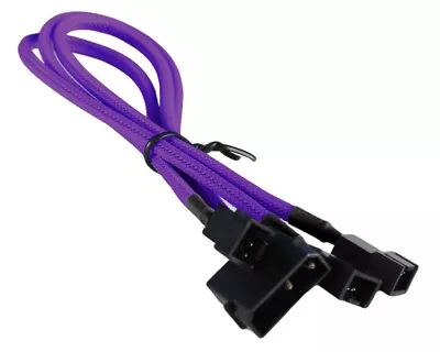 4-pin LP4 Power To 3x 3-Pin PC Fan Power Adapter / Splitter - Braided - Purple • $7.99