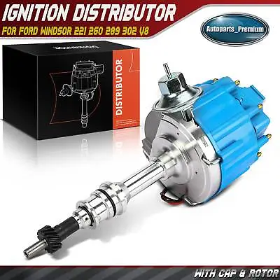Blue Ignition Distributor With Cap & Rotor For Ford Windsor 221 260 289 302 V8 • $59.99