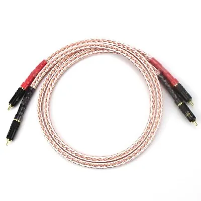 Pair 8TC 7N OCC Pure Copper HiFI Interconnect 2RCA To 2RCA Male Audio Cable • $96.14