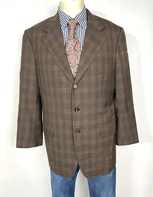 Isaia Napoli Sport Coat Jacket Cashmere Cotton Brown Check Men’s 42R • $99.99