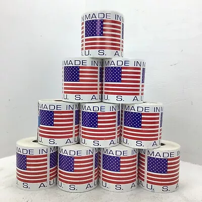 Lot Of 10 Rolls Of 500 MADE IN USA Sticker Labels (aprox 4950 Stickers) • $99.88