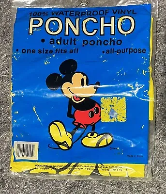 Vintage Disney World Mickey Mouse Rain Poncho Adult One Size Fits All New • $10