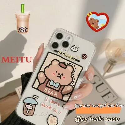 $10.99 • Buy Cute Cartoon Transparent Bear Case Cover For IPhone 11 12 Pro Max Plus X XS 7 Se