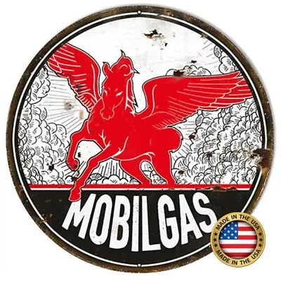 Vintage Design Sign Aluminum Metal Decor Mobilgas Pegasus Gasoline Motor Oil • $19.71