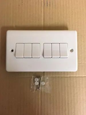 Light Switch 6 Gang  2 Way White Plastic 10A Wall Switch ST1062 Free P&P IncVAT • £8.70