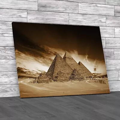 Discover The Enigmatic Egypt Pyramids Ancient Sepia Canvas Print Large Picture • £27.95