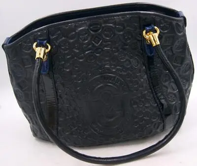 Marino Orlandi Black Leather Embossed Leather Women's Large Shoulder HandBag • $354.19