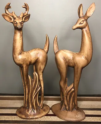 Vintage Maddux Of California Brown Doe Buck Deer Couple 12.5  Figurines Set Of 2 • $49