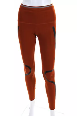 Adidas By Stella McCartney Womens Striped Athletic Leggings Black Orange Size XS • $40.81