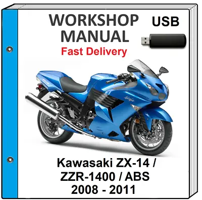 Kawasaki Ninja Zx14 Zzr1400 Abs 2008 2009 2010 2011 Service Repair Shop Manual • £14.47