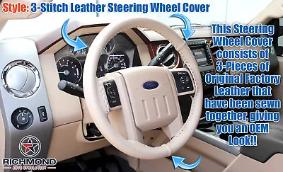 2008-2009 Ford F250 F350 F450 F550 Lariat -Leather Wrap Steering Wheel Cover Tan • $109.78