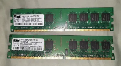 £3.99 • Buy ProMOS DDR2 RAM 2GB (2x1GB) PC2-6400U 666 V916765K26QCFW-G6 (800Mhz) 240 Pin