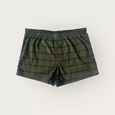 Express Flannel Boxers XL Mens Woven Boxer Shorts Xlarge Windowpane Green • $17.99