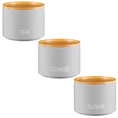 £21 • Buy Ceramic Stackable Canister Coffee Tea Sugar Bamboo Lid Kitchen Jar Storage H26cm