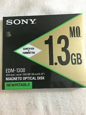 Sony EDM-1300 1.3GB REWRITABLE  Magneto Optical Disk -  NEW Sealed. • $21.50