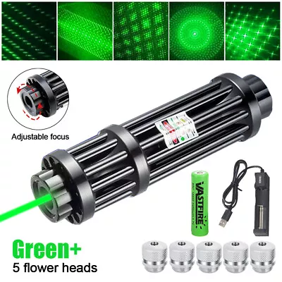 5 Watt  Green Laser Pointer Pen Visible Light Torch 5 Caps & Battery • $23.99