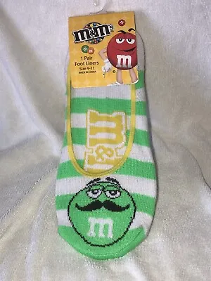 Green M&M's Foot Liner Size 9-11 Misprint With Mustache • $20