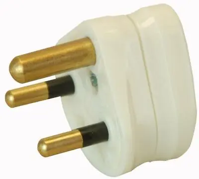 2A/AMP 3 Round Pin Mains Plug For Wall Light/Lamp/Socket - WHITE • £5