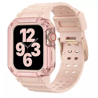 $16.14 • Buy For Apple Watch Band Case Rugged Bumper Strap IWatch SE Series 8 7 6 3 2 45 49mm