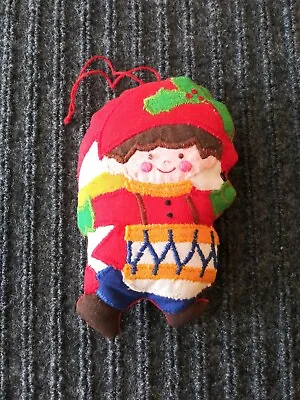 Vintage Little Drummer Boy Fabric Christmas Ornament 5  Cloth Doll  Embroidered • $14.99