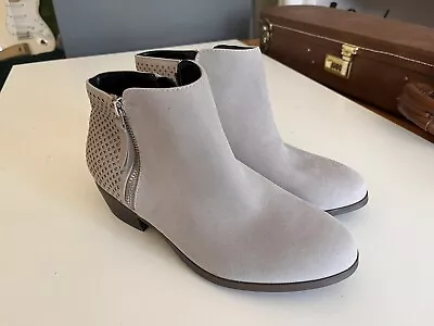 £20 • Buy New Ladies Grey/Silver Suede Ankle Boots With Zips!  6EEE Extra Wide Fit Evans