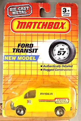 1990 Matchbox #57 Motorcity-RYDER FORD TRANSIT Yellow W/Chrome 8Dot Spoke Wheels • $15