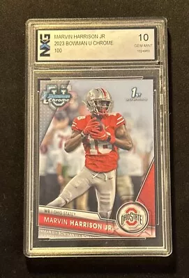 Marvin Harrison Jr 2023 Bowman Chrome 1st #100 Rookie RC Graded NXG 10 Gem Mint • $36.99