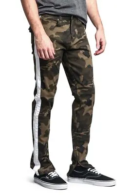 Men's Trackpants Style Solid Stripe Pants With Ankle Zipper Pants  - DL1146-JJ9I • $26.95