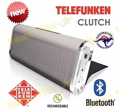 New Telefunken 'clutch' Portable Rechargeable Bluetooth Speaker Silver ~ Rrp$109 • $19.99