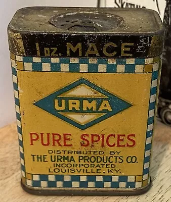 Vintage Urma Pure Spices Tin / Can - Louisville Kentucky - Grocery / Mace • $9.95