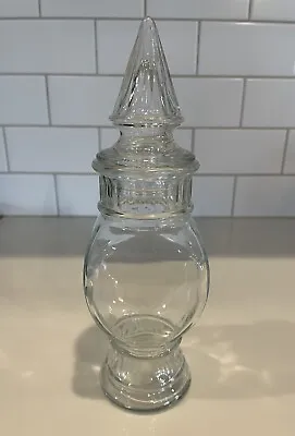 $24.99 • Buy Vintage Glass Drug Store Apothecary Jar 9.5” Footed With Pointed Lid