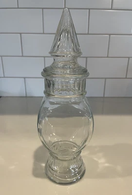 $24.99 • Buy Vintage Glass Drug Store Apothecary Jar 9.5” Footed With Pointed Lid