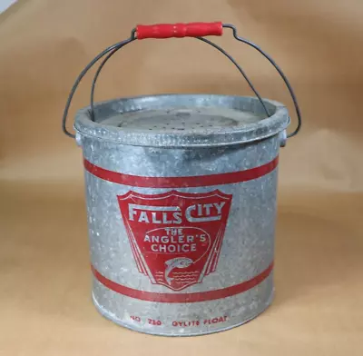 Vintage Falls City Angler's Choice No. 710 Metal Bait Pail Minnow Bucket- Usa • $54.99