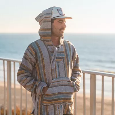 Drug Rug Baja Hoodie | Mexican Poncho With Soft Inner Lining  S M L XL XXL • $19.99