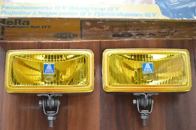 Vintage NOS HELLA 177 YELLOW FOG LIGHTS Porsche Bmw Mercedes VW Split Oval Bus • $450