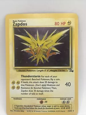 Pokémon TCG Zapdos Fossil 15/62 Holo Unlimited Holo Rare • $16.88