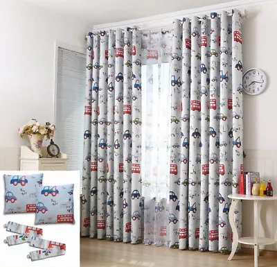 Car Blackout Curtains Eyelet Curtain Set - Car Truck Bus Kids Bedroom Curtains • £22.99