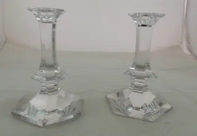 $45 • Buy Pair Val St Lambert Candlesticks Elysee 6 3/4 Inch Crystal Glass 