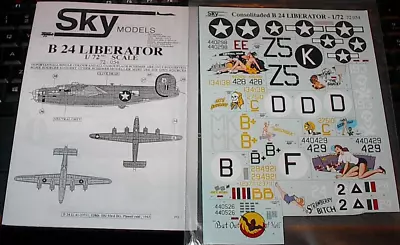 1/72 Decals- Sky Models B-24 Liberator Nose Art A/c 10 Options ***note***partial • $9.99