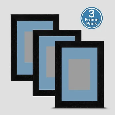 Black Photo Frame 6x4 X3 MULTI PACK Incl Baby Blue Mount 3.5x2.5 ACEO Art Print • £20.50