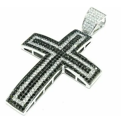 2CT Round Simulated Diamond 925 Silver Men's Cross Pendant 14k White Gold Plated • $84.90