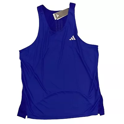 Adidas Men's Own The Run OTR Running Singlet Tank Lucid Blue HM8438 (Slim Fit) • $25.99