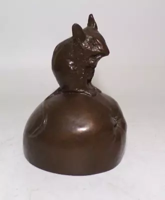Vintage Cold Cast Bronze Mouse On Apple Sculpture Figure • £15